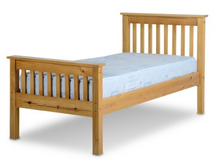 Seconique Monaco 3ft Single Distressed Wax Pine Wooden Bed Frame (High Footend)