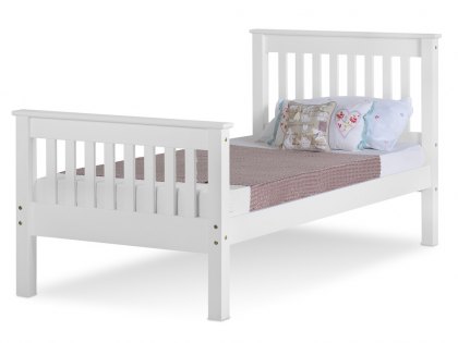 Seconique Monaco 3ft Single White Wooden Bed Frame (High Footend)