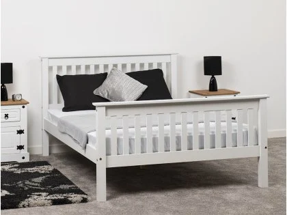 Seconique Monaco White Wooden Bed Frame (High Footend) Seconique Monaco White Wooden Bed Frame (High Footend)