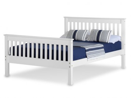 Seconique Monaco 4ft Small Double White Wooden Bed Frame (High Footend)