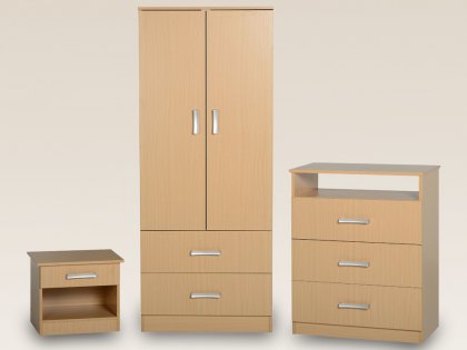 Seconique Polar Beech 3 Piece Bedroom Furniture Package (Flat Packed)