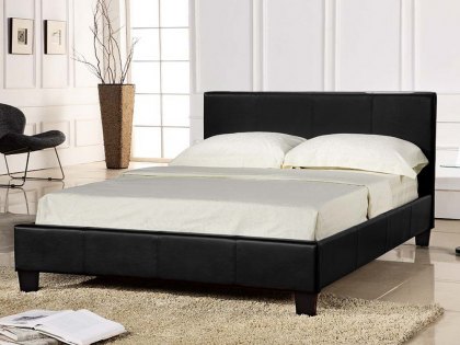 Seconique Prado 4ft6 Double Black Upholstered Faux Leather Bed Frame