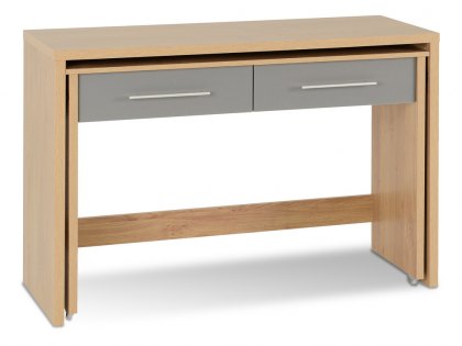 Seconique Seville Grey High Gloss and Oak 2 Drawer Computer Desk (Flat Packed)
