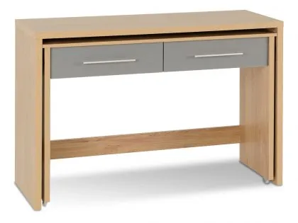 Seconique Seville Grey High Gloss and Oak 2 Drawer Computer Desk