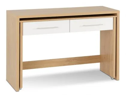 Seconique Seville White High Gloss and Oak 2 Drawer Computer Desk