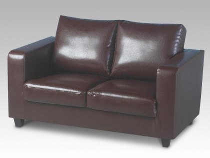 Seconique Tempo Brown Faux Leather 2 Seater Sofa