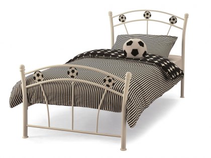Serene Soccer Football 3ft Single White Metal Bed Frame