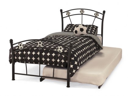 Serene Soccer 3ft Single Football Black Metal Guest Bed Frame