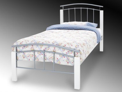 Serene Tetras 3ft Single Silver and White Metal Bed Frame