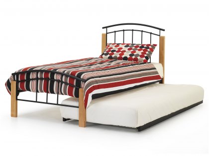 Serene Tetras 3ft Single Black and Beech Metal Guest Bed Frame