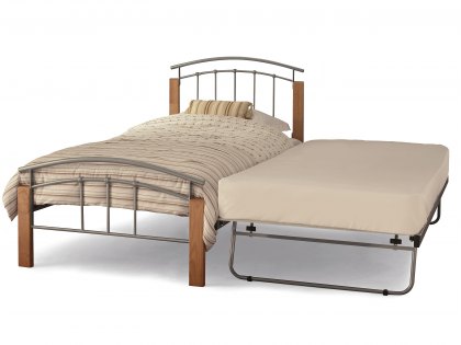 Serene Tetras 3ft Single Silver and Beech Metal Guest Bed Frame