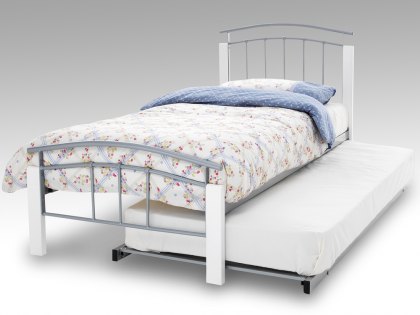 Serene Tetras 3ft Single Silver and White Metal Guest Bed Frame