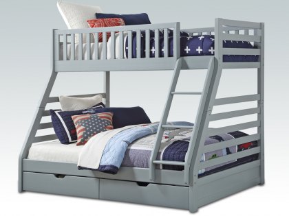 Sweet Dreams Space 3ft plus 4ft6 Grey Wooden Triple Bunk Bed Frame