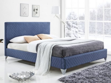 Time Living Brooklyn 4ft6 Double Blue Upholstered Fabric Bed Frame