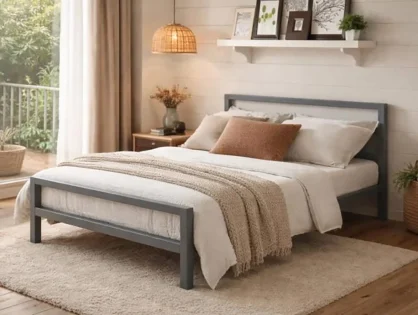 Time Living City Block Grey Metal Bed Frame Time Living City Block Grey Metal Bed Frame