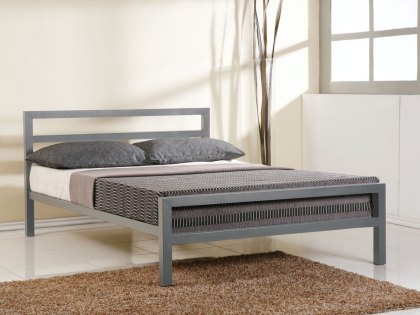 Time Living City Block 4ft Small Double Grey Metal Bed Frame