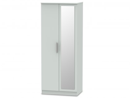 Welcome 2ft6 Knightsbridge Matt Grey 2 Door Tall Mirrored Double Wardrobe (Assembled)