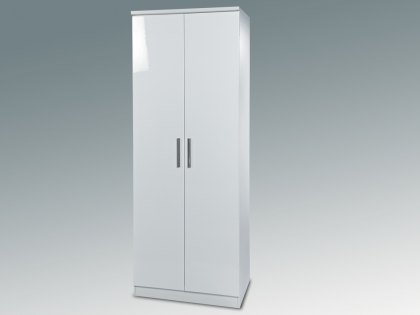 Welcome 2ft6 Knightsbridge White High Gloss 2 Door Tall Double Wardrobe (Assembled)