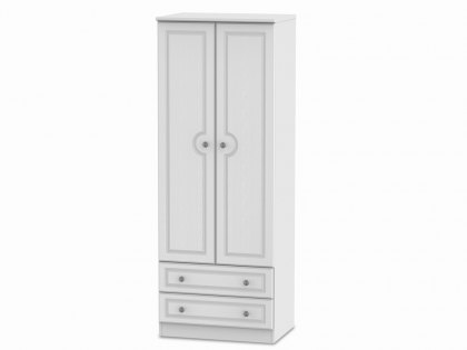 Welcome 2ft6 Pembroke White Ash 2 Door 2 Drawer Tall Double Wardrobe (Assembled)