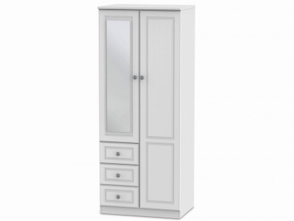 Welcome 2ft6 Pembroke White Ash 2 Door 3 Drawer Mirrored Double Wardrobe (Assembled)