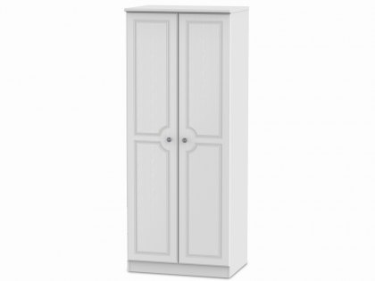 Welcome 2ft6 Pembroke White Ash 2 Door Tall Double Wardrobe (Assembled)