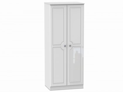 Welcome 2ft6 Pembroke White High Gloss 2 Door Double Wardrobe (Assembled)