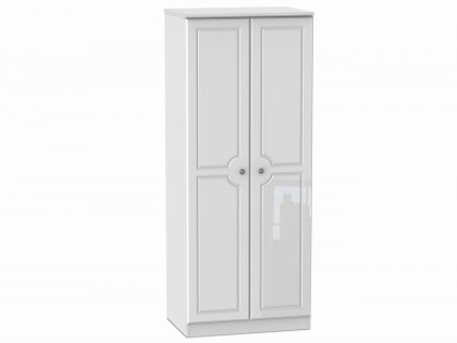 Welcome 2ft6 Pembroke White High Gloss 2 Door Tall Double Wardrobe (Assembled)