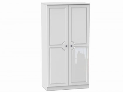 Welcome 3ft Pembroke White High Gloss 2 Door Double Wardrobe (Assembled)