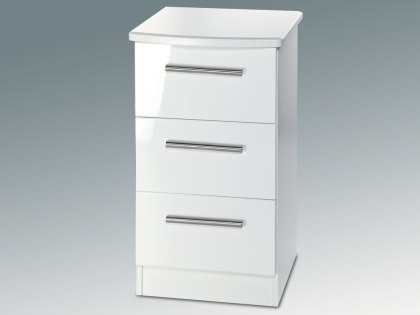 Welcome Knightsbridge White High Gloss 3 Drawer Bedside Cabinet (Assembled)