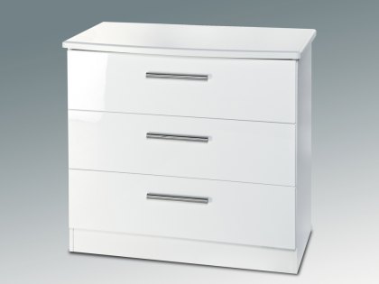 Welcome Knightsbridge White High Gloss 3 Drawer Low Chest of Drawers (Assembled)