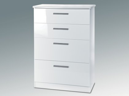 Welcome Knightsbridge White High Gloss 4 Drawer Deep Chest of Drawers (Assembled)