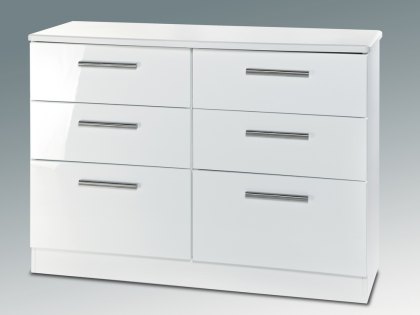 Welcome Knightsbridge White High Gloss 6 Drawer Midi Chest of Drawers (Assembled)