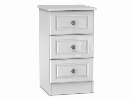 Welcome Pembroke White High Gloss 3 Drawer Bedside Cabinet (Assembled)