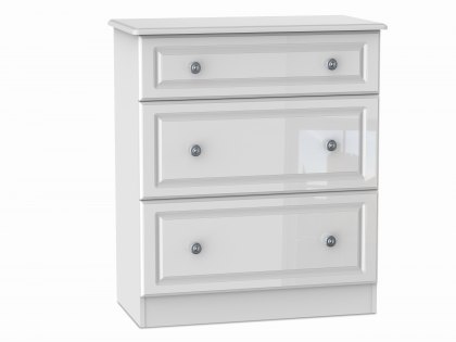 Welcome Pembroke White High Gloss 3 Drawer Deep Low Chest of Drawers (Assembled)