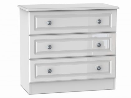 Welcome Pembroke White High Gloss 3 Drawer Low Chest of Drawers (Assembled)