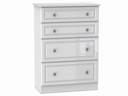 Welcome Pembroke White High Gloss 4 Drawer Deep Chest of Drawers (Assembled)