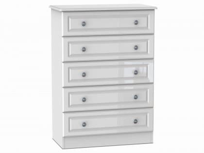 Welcome Pembroke White High Gloss 5 Drawer Chest of Drawers (Assembled)