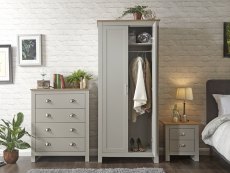 GFW GFW Lancaster Grey and Oak 3 Piece Bedroom Furniture Package (Flat Packed)