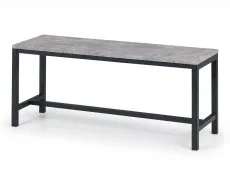 Julian Bowen Staten 120cm Concrete Effect Dining Table with 2 Black Chairs and Bench Set