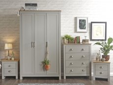 GFW GFW Lancaster Grey and Oak 4 Piece Bedroom Furniture Package (Flat Packed)