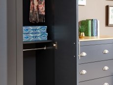 GFW GFW Lancaster Slate Blue and Oak 4 Piece Bedroom Furniture Package (Flat Packed)