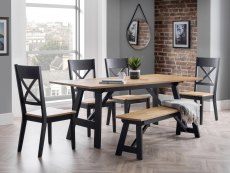 Julian Bowen Julian Bowen Hockley Black and Light Oak Dining Table and 4 Chairs plus Bench Set