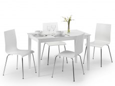 Julian Bowen Julian Bowen Taku White Dining Table and 4 Mandy White Chair Set