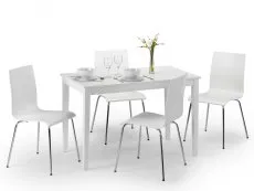 Julian Bowen Julian Bowen Taku White Dining Table and 4 Mandy White Chair Set