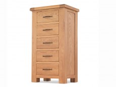 Archers Ambleside 5 Drawer Oak Wooden Tall Narrow Chest of Drawers (Assembled)