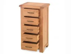 Archers Archers Ambleside 5 Drawer Oak Wooden Tall Narrow Chest of Drawers (Assembled)