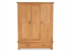 Archers Ambleside 3 Door 2 Drawer Oak Wooden Triple Wardrobe (Part Assembled)