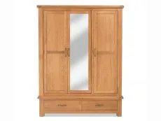 Archers Ambleside 3 Door 2 Drawer Mirrored Oak Wooden Triple Wardrobe (Part Assembled)