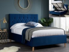 Birlea Loxley 5ft King Size Midnight Blue Upholstered Fabric Ottoman Bed Frame