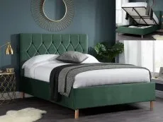 Birlea Furniture & Beds Birlea Loxley 5ft King Size Green Fabric Ottoman Bed Frame